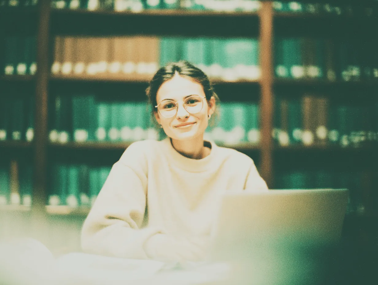 Wstęp do pracy magisterskiej - studentka pisząca wstęp do pracy przy biurku z notatkami i laptopem